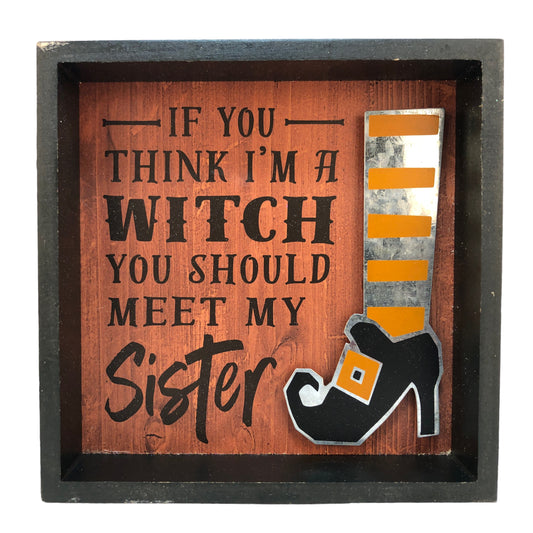 37580 - 4-Inch Wooden Plaque I'm a Witch for Halloween Home Decor Sign |Pod 1-18|