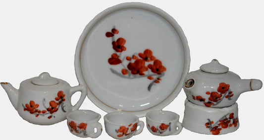 3760 - Mini Tea Set Peach Flowers - |F-28 Top & Pod 3-43|