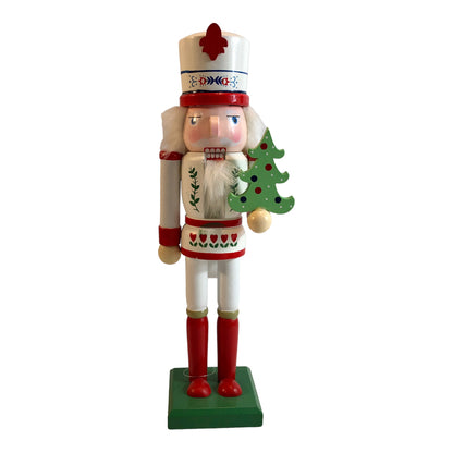 38067 - 12" White Christmas Nutcracker Holiday Figure with Festive Details |Pod 2-1|