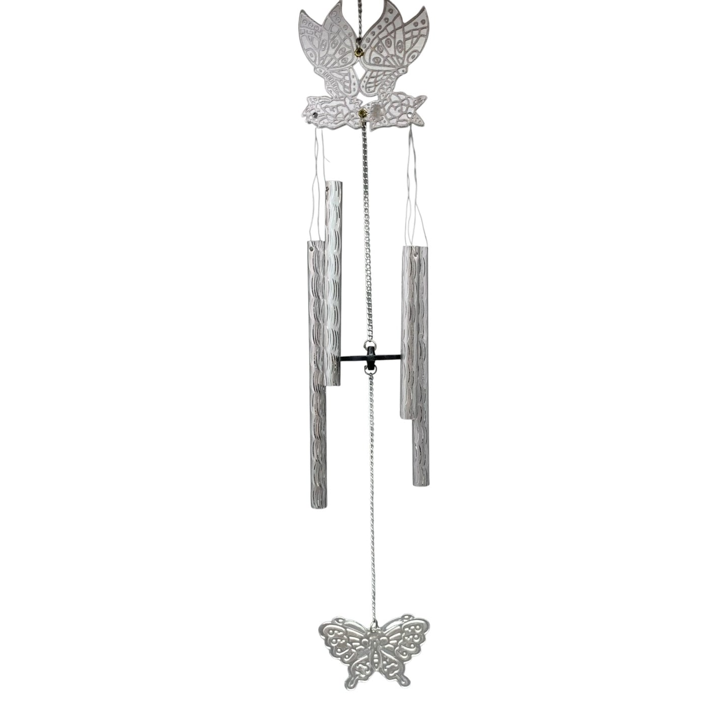 38148 - 18" SILVER BUTTERFLY LASER WINDCHIME |TBD|