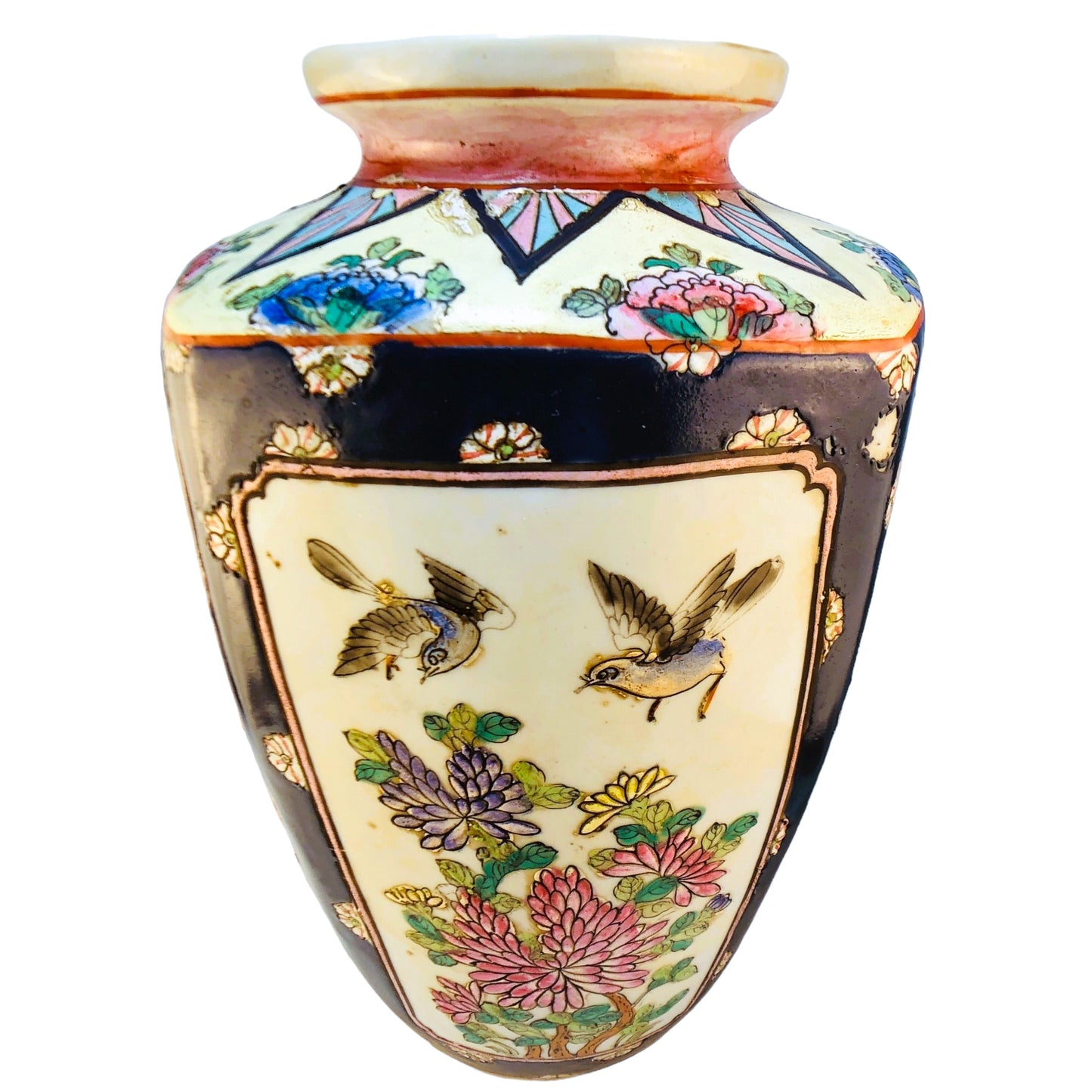 3833 - 12" Vase Flowers and  Birds - |7-9|