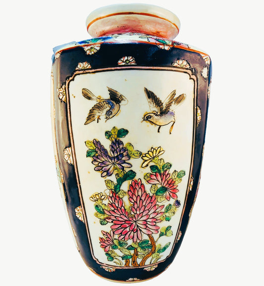 3833 - 12" Vase Flowers and  Birds - |7-9|