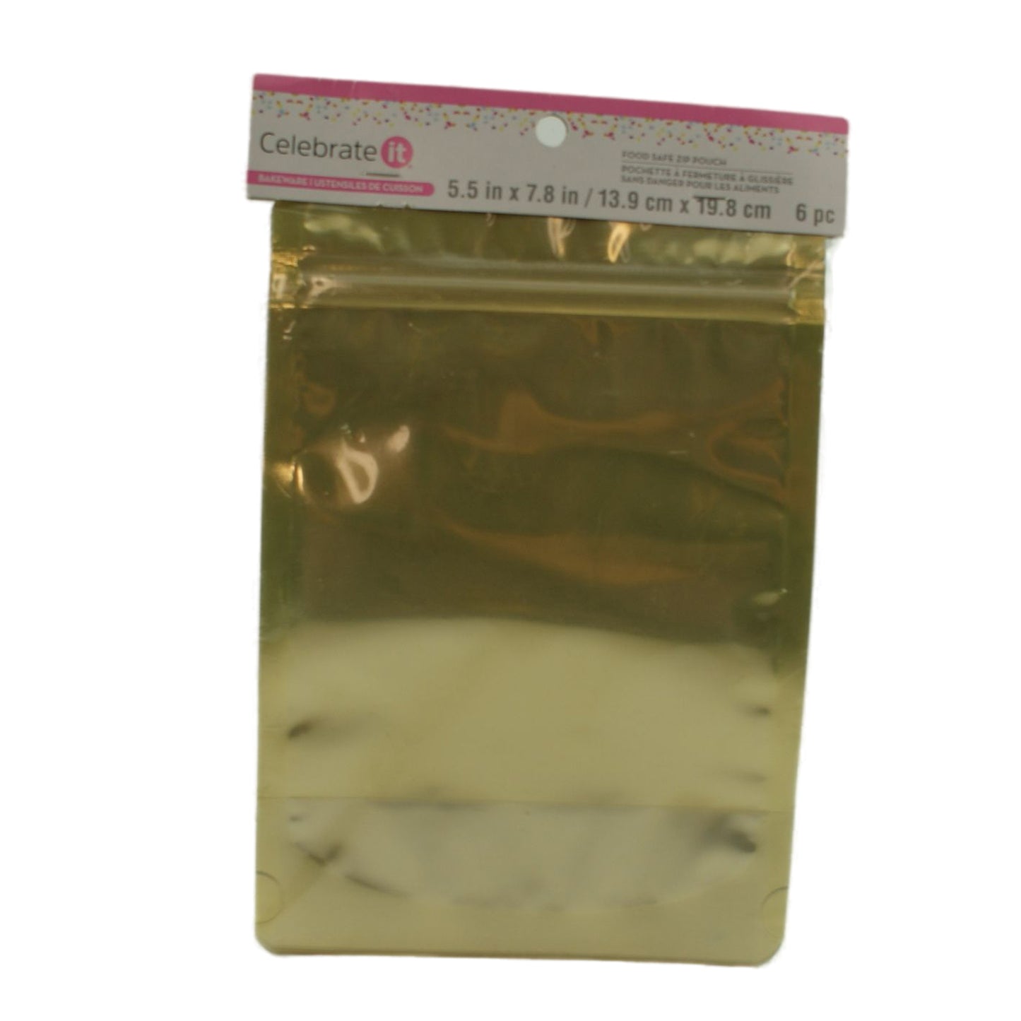 38588 - Food Safe Zip Pouch Gold 6 PIECES  |1-32|
