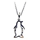 38667 - 18" Necklace with Sterling Silver Penguin - |Clear-96|
