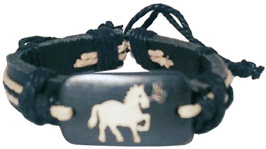 3868 - Zodiac Horse Leather Bracelet - |Clear-123|