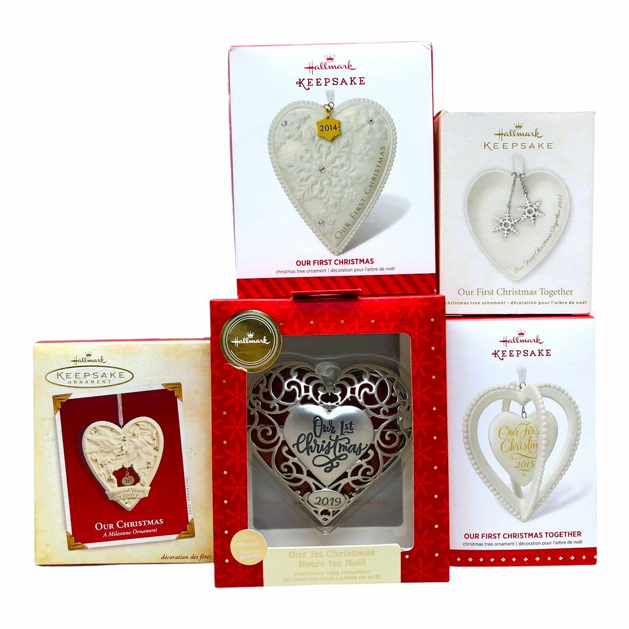 38992 - Set Of 5 Hallmark Keepsake Porcelain Our First Christmas Ornament Set
