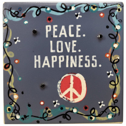 39285 - Peace. Love. Happiness Sign 2" |9-7|