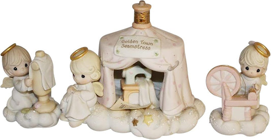 39476 - Set Of Three Precious Moments "The Golden Town Seamstress" Figurine Set |1-6|