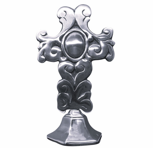 3951 - Premium Silver Cross with Decorative Stand |19-32|