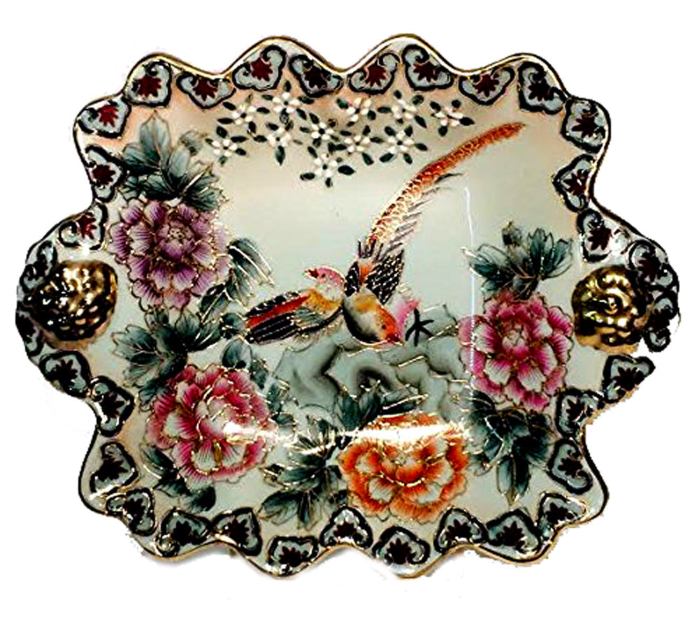 3956 - 10x7 Fluted Satsuma Bird Plate - |14-30|