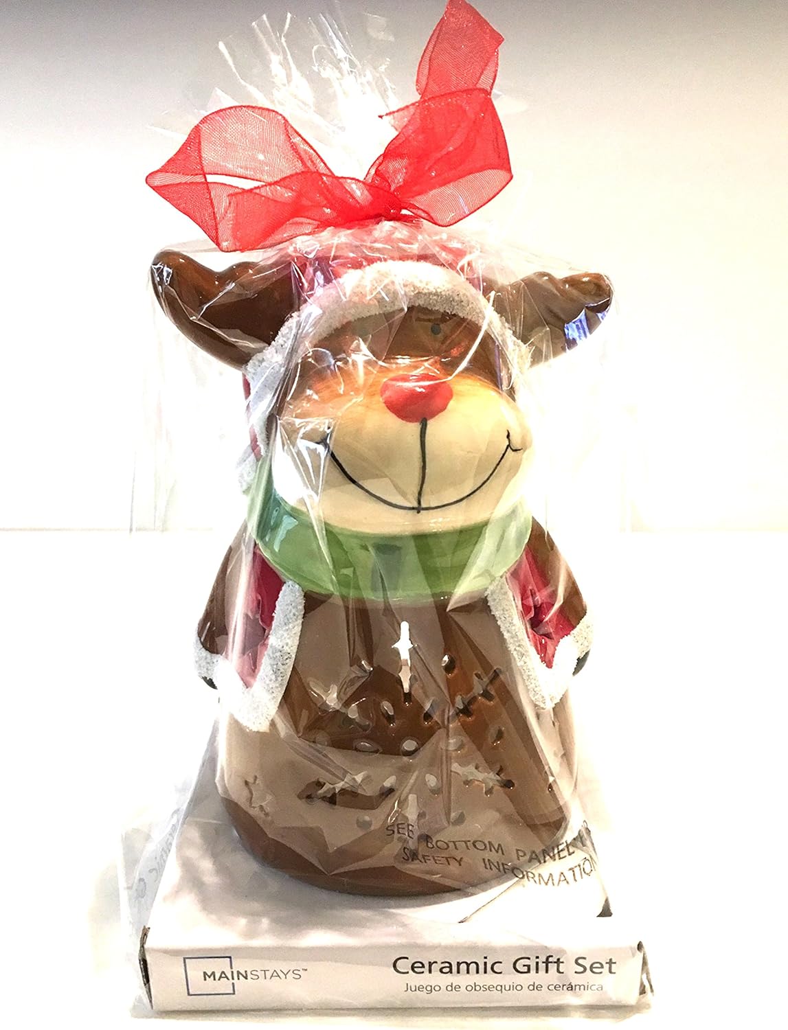 3958 - Ceramic Gift Set Reindeer Tea Light Holder - [3-23]