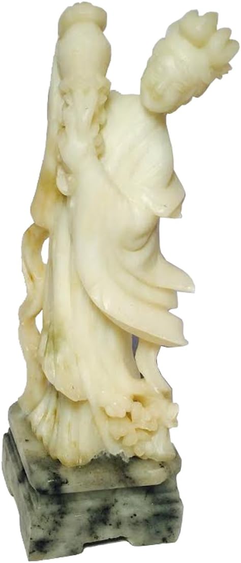 3969 - 7" Marbled Soapstone Color Woman - Fruit - [X-62]
