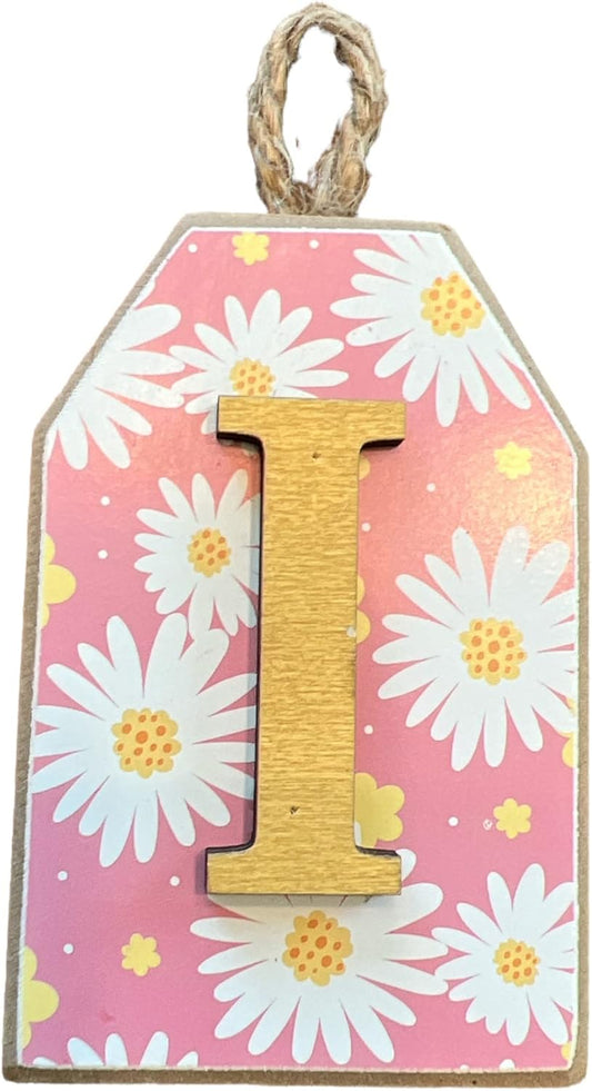 39734 - 4" Letter I Plaque Pink Floral - [R-53]