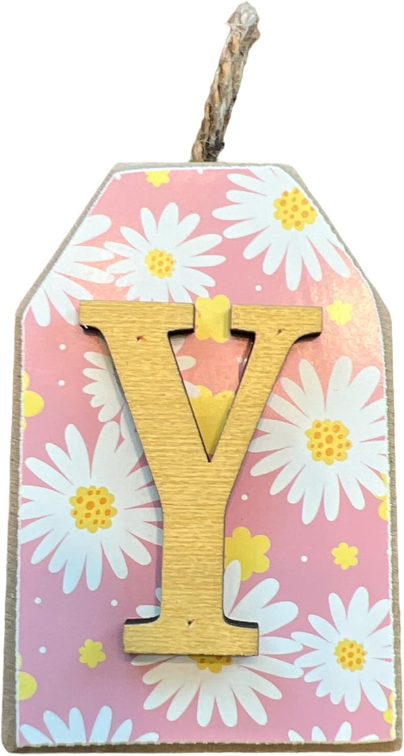 39737 - 4" Letter Y Plaque Pink Floral - [R-53]