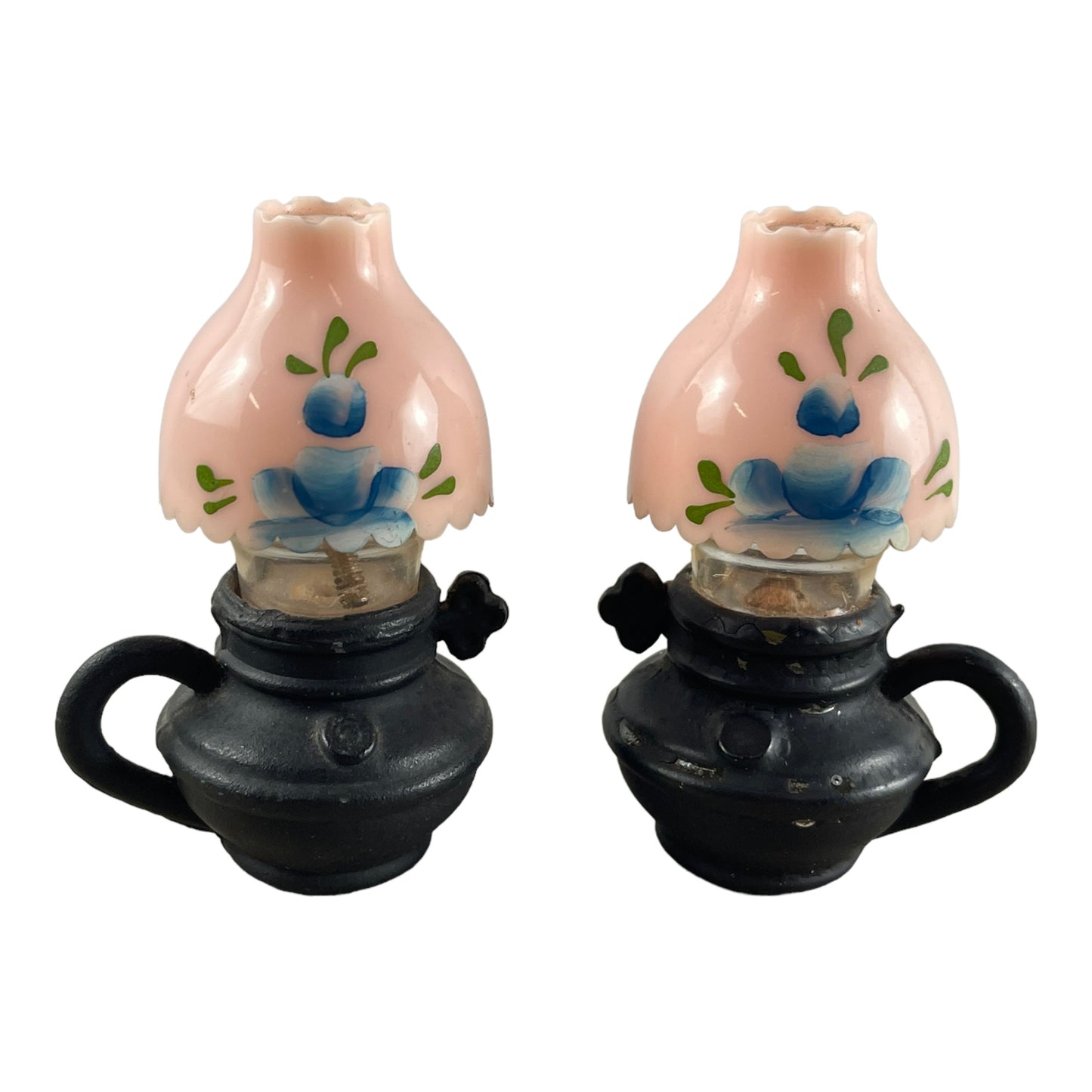 39887 - 2.5" Ceramic  Vintage Pink Oil Lantern Salt & Pepper Shakers - [4-26]