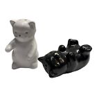 39920 - Charming White and Black Cat Themed Salt and Pepper Shaker Set 3.5" CERAMIC for Whimsical Kitchen Decor |4-22|
