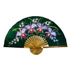 39957 - Hand Painted Green Fan w/Purple - W-20 : JL ARTISTIC WONDERS