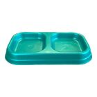 39972-Plastic Double Diner Pet Bowls 9 inch Green 3-Pack |2-16|