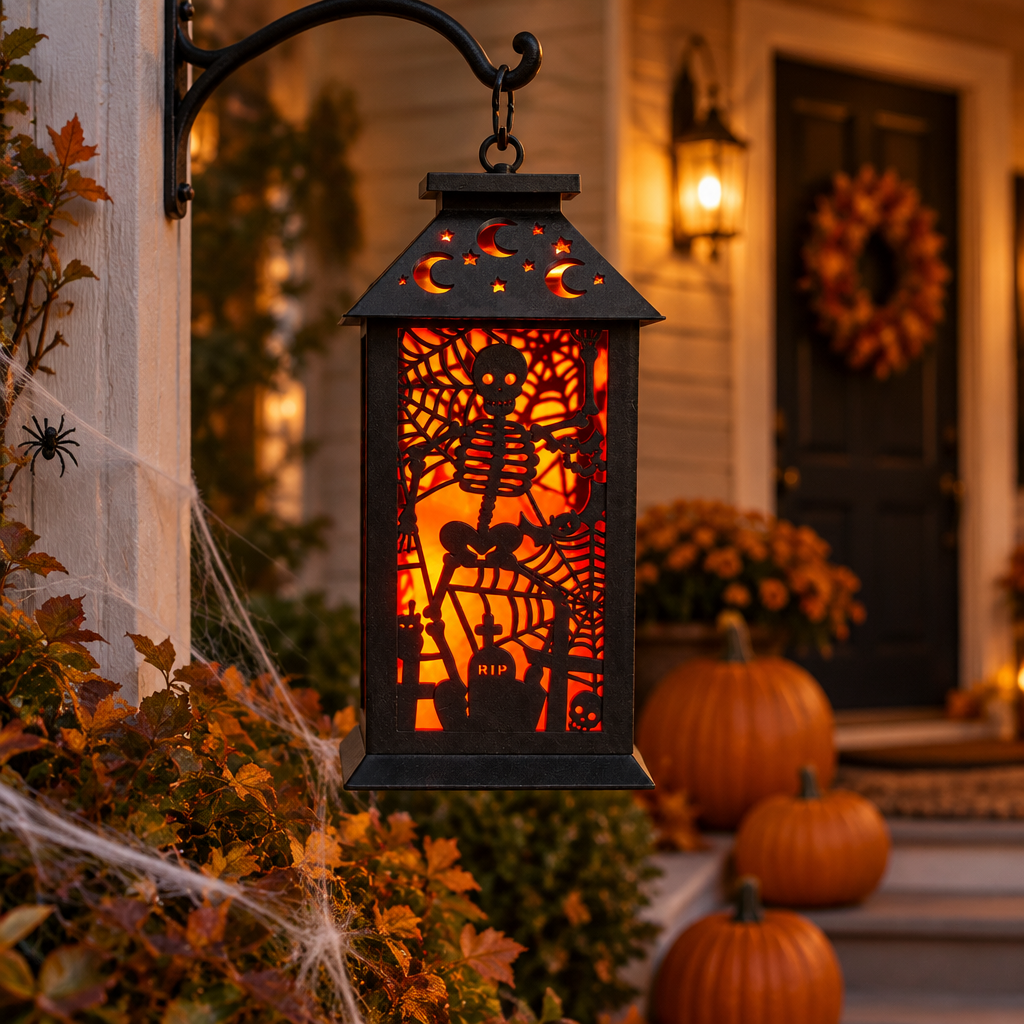 28238 - 12" LED Lantern Halloween With Spooky Designs |F-25|