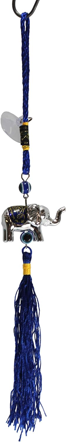 4012 - Blue Silver Elephant Saddle Charm - [P-9]