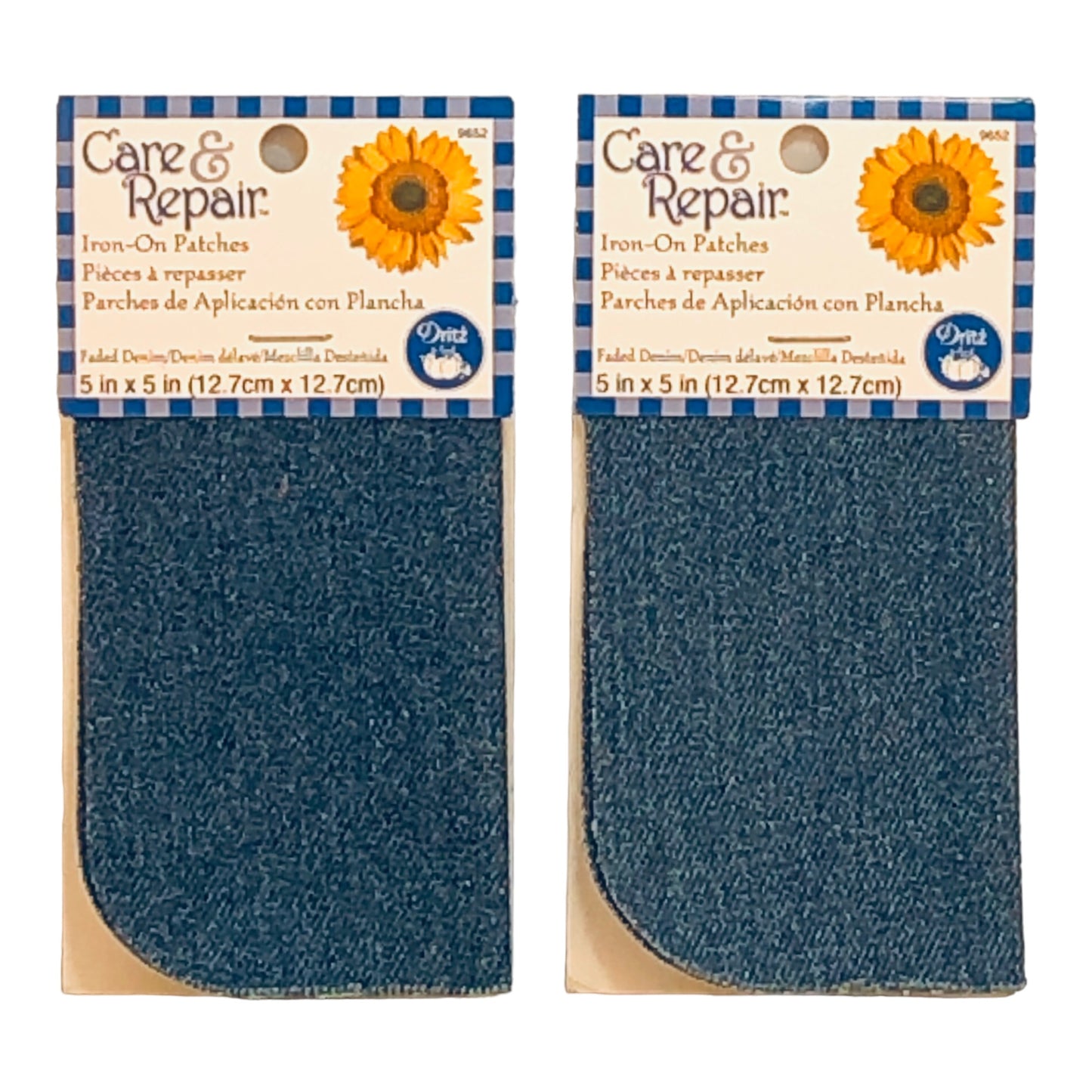 40206 - Iron On Patches Blue Denim 5x5 Set of 2 Patches - [H-43]