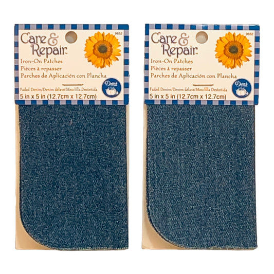 40206 - Iron On Patches Blue Denim 5x5 Set of 2 Patches - [H-43]