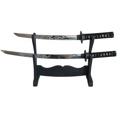 4032 - 2 Sword Set Black w/Copper Dragon - 5-F Down : JT BLACKEYEDBLADES COOL BEANS