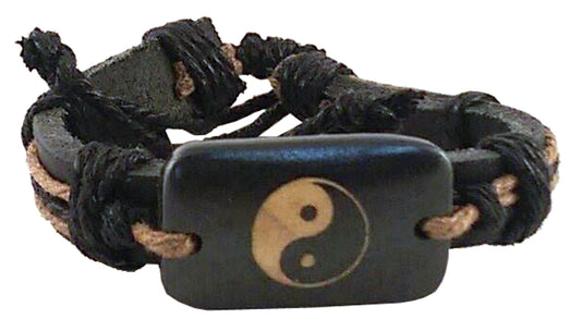 4035 - Yin Yang Leather Bracelet - |Clear-122|