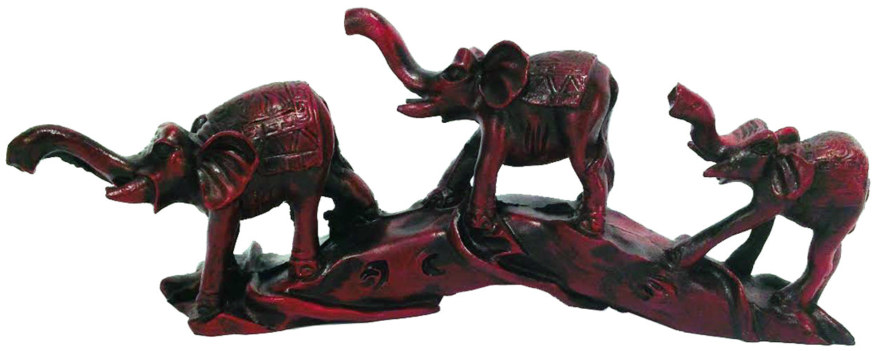 4049 - 8" 3 Red Elephants - On Bridge - |Z-41|