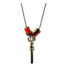 40574 - Skeleton Key Rainbow Beads 26" Chain Necklace - |Clear-96|