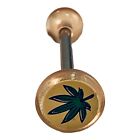 40578 - Stylish Leaf Design Tongue Ring with Clear Accents for Elegant Piercing and Body Jewelry Fashion |Clear-223|