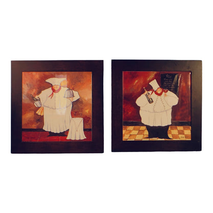 41186 - Jennifer Garant Set of 2 Fat Chef Trivets 8" - [H-44]