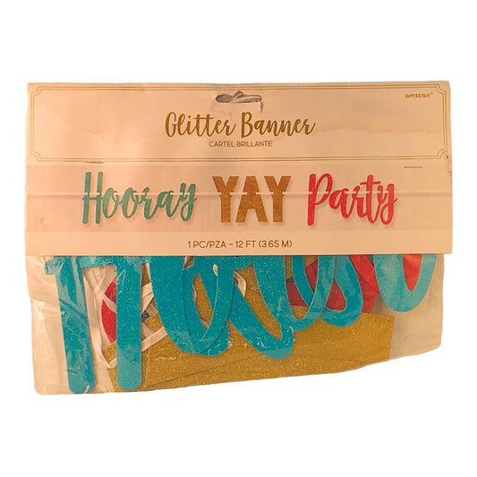 41348 - Hooray Yay Party Glitter Banner - Set of 2 - |GR-52|