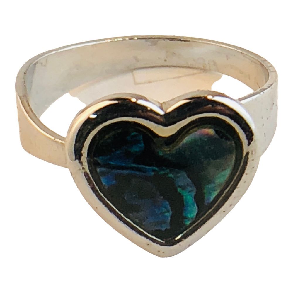 41427 - Heart-Shaped Abalone Adjustable Ring |Clear-99|