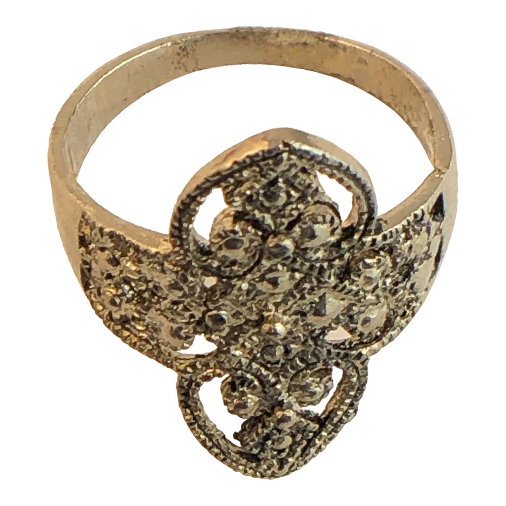 41433 - Silver Filigree Ring Size 8.5 - |Clear-99|