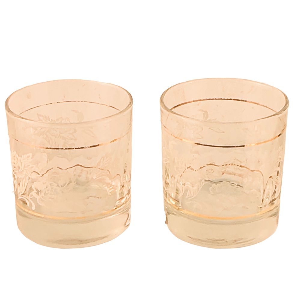 41597 - 3" Set of 2 White Flower Glasses - |2-23|