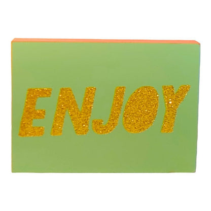 41714 - Enjoy Glitter 5x7 Novelty Sign in Red and Teal for Home Decor |Pod 1-18|