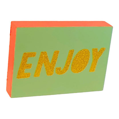 41714 - Enjoy Glitter 5x7 Novelty Sign in Red and Teal for Home Decor |Pod 1-18|