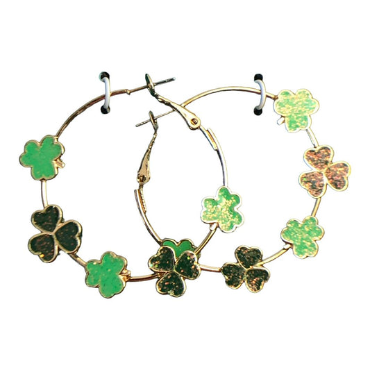 41715 - St. Patrick's Day Hoop Earrings - |Clear-109|