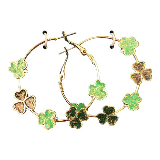 41715 - St. Patrick's Day Hoop Earrings - |Clear-109|