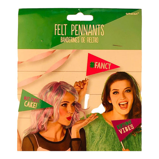 41729 - Vibrant Set of 5 Pack Birthday Felt Pennants for Celebrations and Parties |9-10|