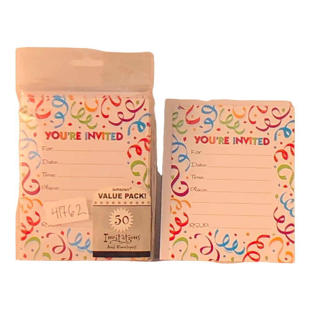 41762 - 6" Birthday Invites 50pc-2 Pk - |R-40|