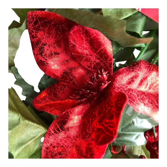 41764 - Ashland Red Poinsettia w Berry Rouge Sparkles Chain Garland 2 Pack - [Pod 1-62]