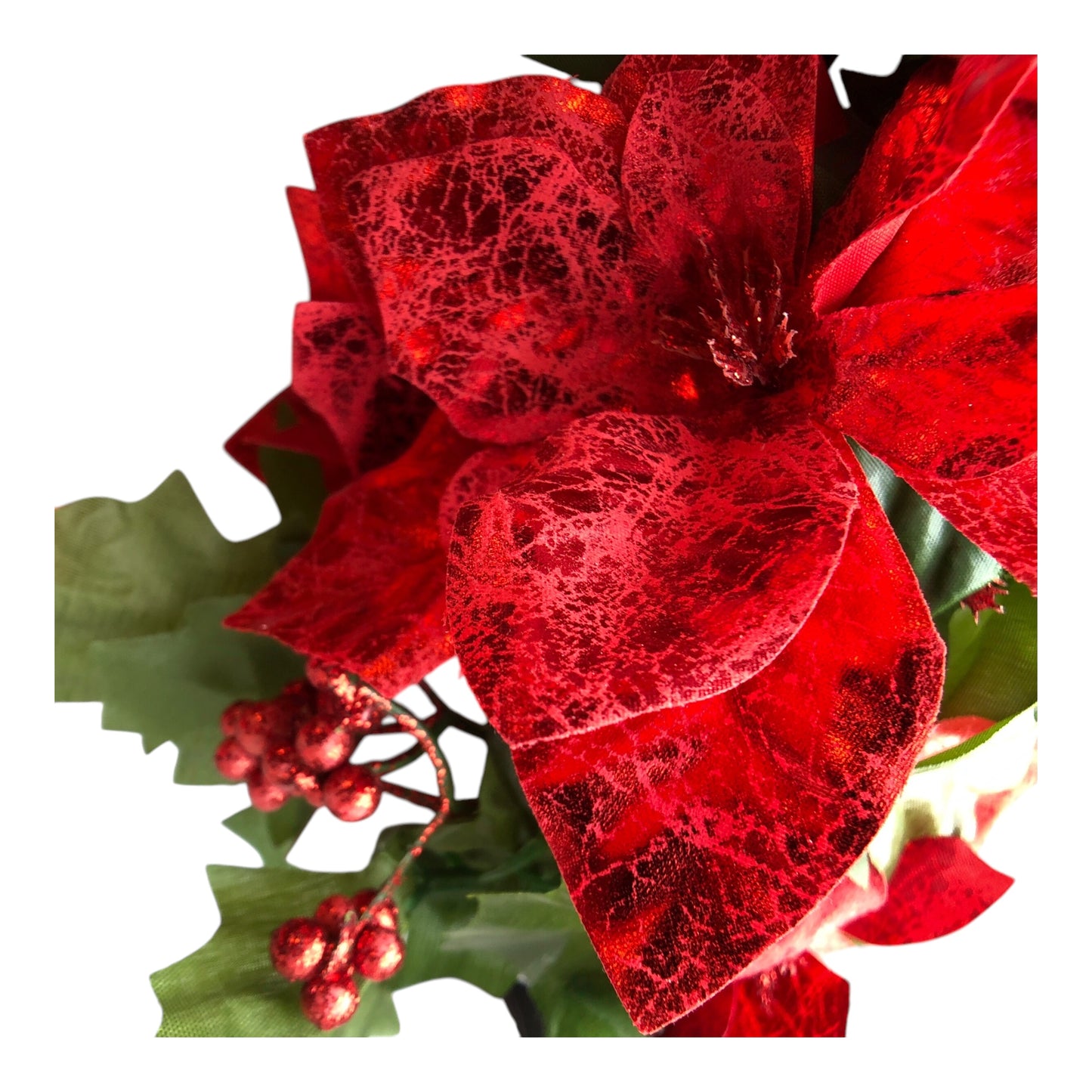41764 - Ashland Red Poinsettia w Berry Rouge Sparkles Chain Garland 2 Pack - [Pod 1-62]