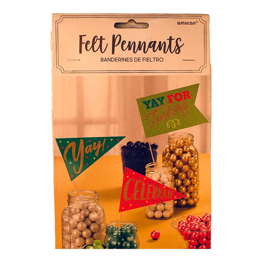 41766 - 17-Inch Three Pack Felt Pennants Style 2 Sold as Set of Three Packs with Free Shipping |9-10|