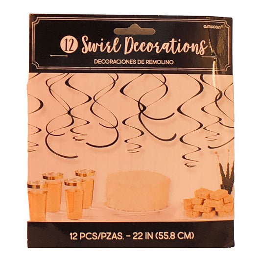 41831 - 12 Black Swirl Decorations - [File-22]