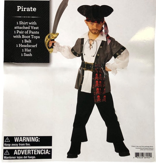 41858 - Boys Pirate Costume Size M Swashbuckler |BHA-8|