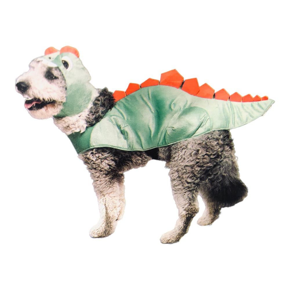 41981 - Dinosaur Pet Costume With Soft Green Body And Bright Orange Dorsal Spikes |TBD|