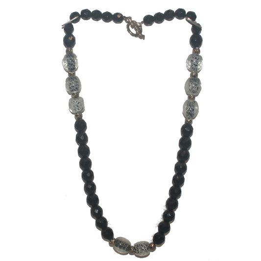 4208 - Black & Clear Beaded Necklace