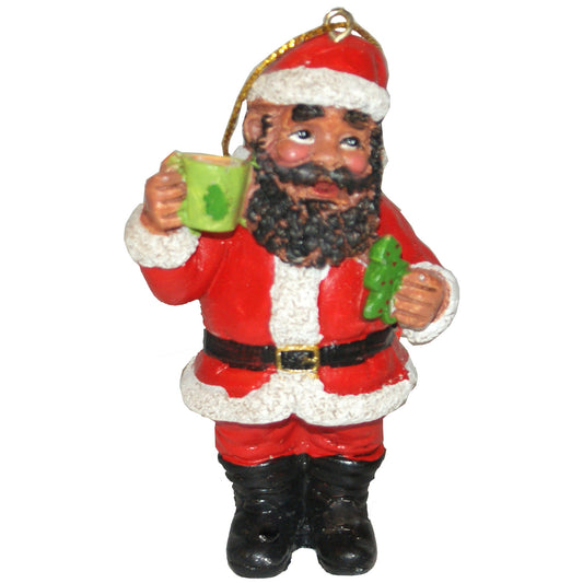 4237 - Black Santa Ornament w Green Mug |Pod 2-61|